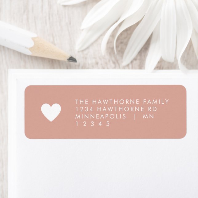 Modern Heart Blush Pink Minimal Chic Love Address  Label (Insitu)
