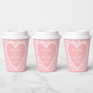 Modern Heart Blush Pink & White Wedding Party