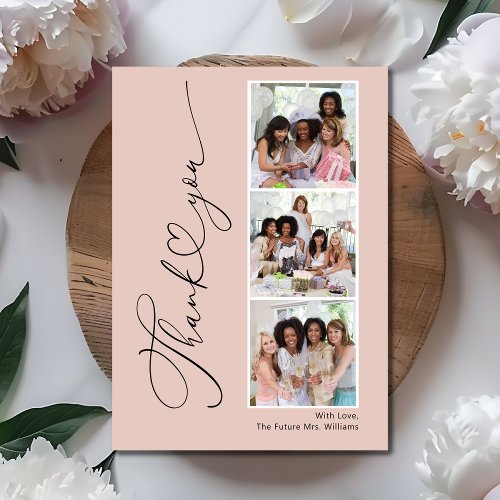 Modern Heart Bridal Shower Photo Thank You Card