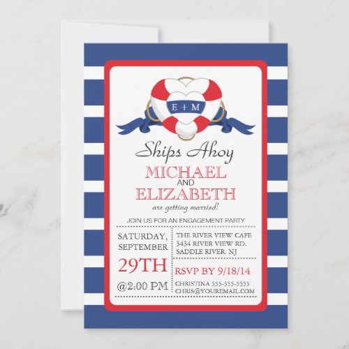 Modern Heart Buoy Engagement Party Announcement
