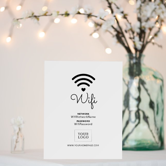Modern Heart Business Wifi Password Welcome Sign (In Situ (Wedding))
