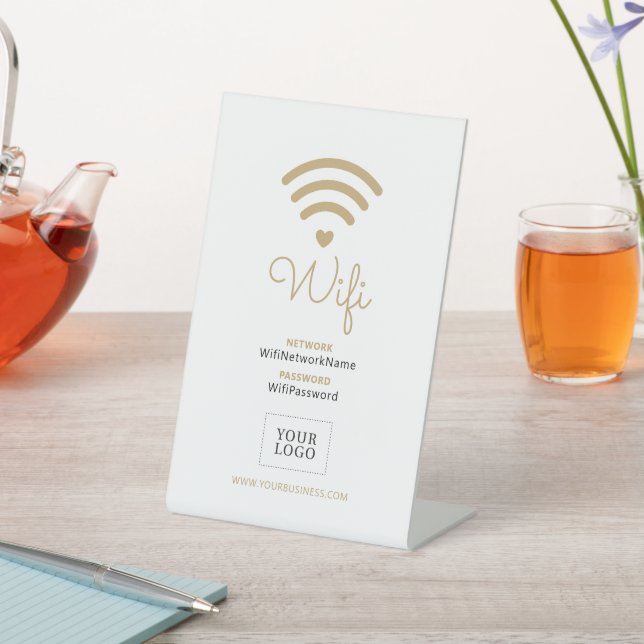 Modern Heart Business Wifi Password Welcome Sign (In SItu)