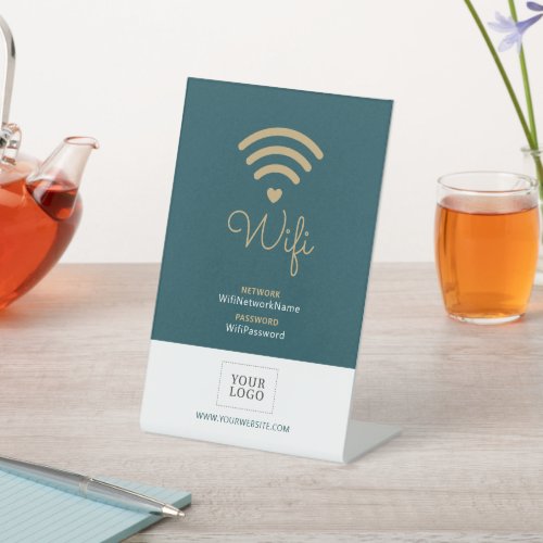 Modern Heart Business Wifi Password Welcome Sign