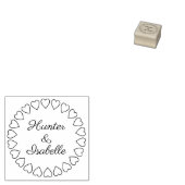 Modern Heart Circle Wreath Simple Elegant Wedding Rubber Stamp (Stamped)