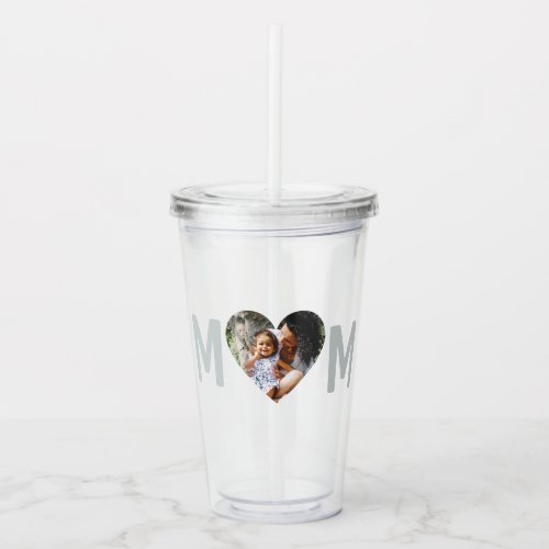 Modern heart Collage Photo Mom _ Happy Mothers Day Acrylic Tumbler