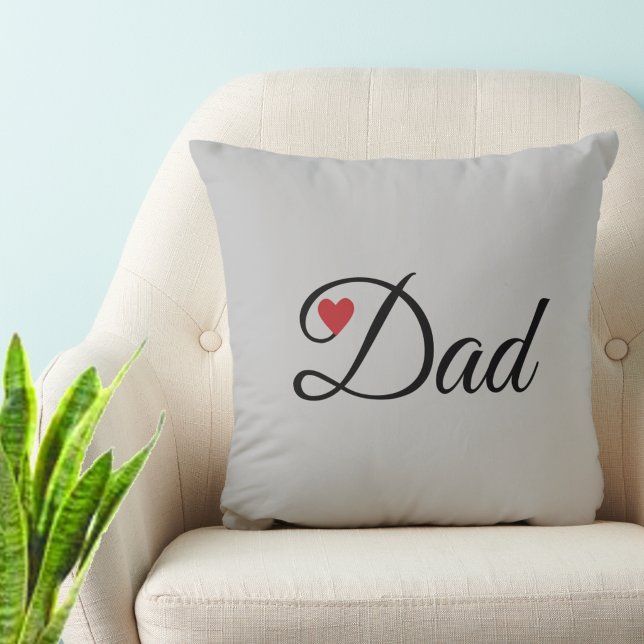 Modern Heart Dad on Silver Gray Throw Pillow (Creator Uploaded)