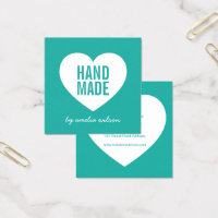 Modern Heart Editable Background Color Handmade Square Business Card