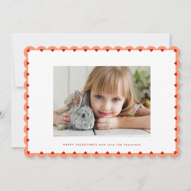 modern HEART FRAME greeting color photo frame Holiday Card (Front)