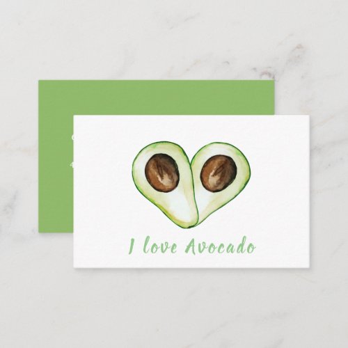 Modern Heart Green I Love Avocado Quote Business Card