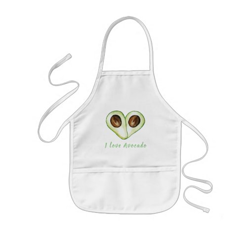 Modern Heart Green I Love Avocado Quote Kids Apron