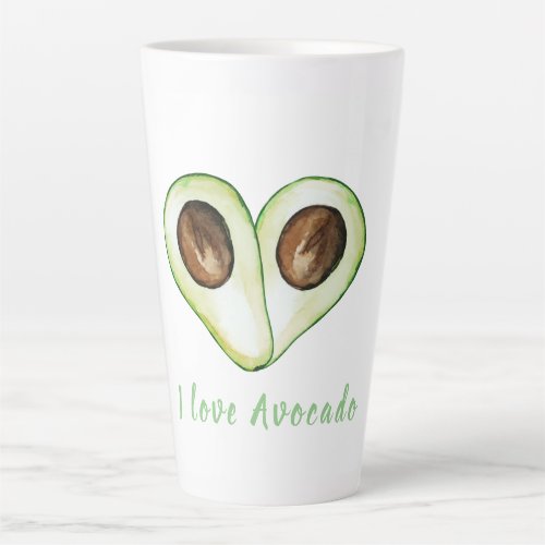 Modern Heart Green I Love Avocado Quote Latte Mug