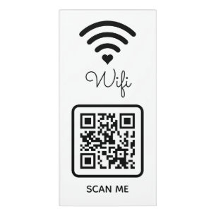 Modern Heart Hotel QR Code Scan Me Wifi Password Door Sign