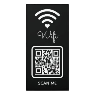 Modern Heart Hotel QR Code Scan Me Wifi Password Door Sign