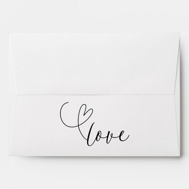 Modern Heart Love Minimal Wedding  Envelope (Back (Top Flap))