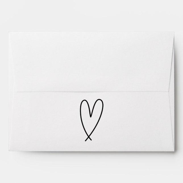 Modern Heart Love Minimal Wedding  Envelope (Back (Top Flap))