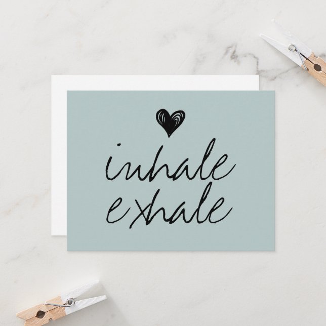 Modern heart minimal dusty blue quote card (Front/Back In Situ)