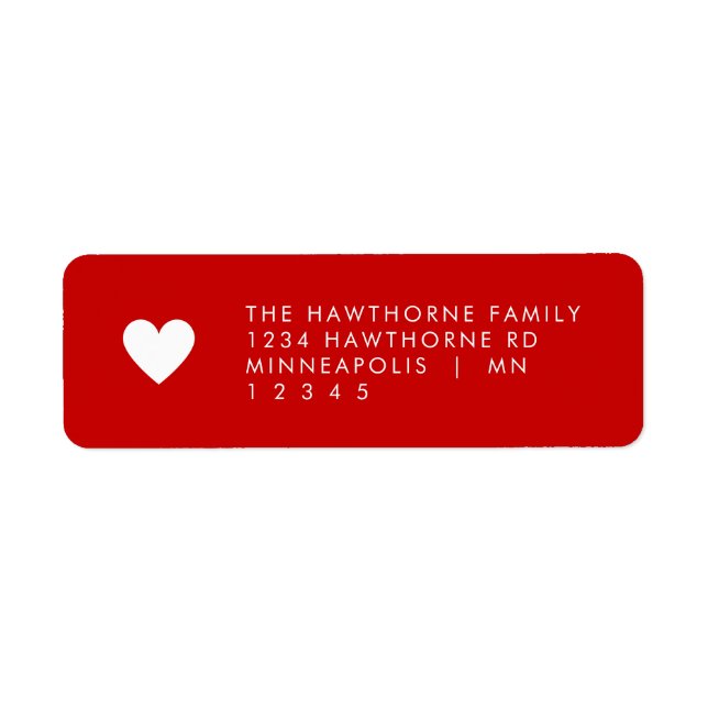 Modern Heart Minimal Red Simple Send Love Address  Label (Front)