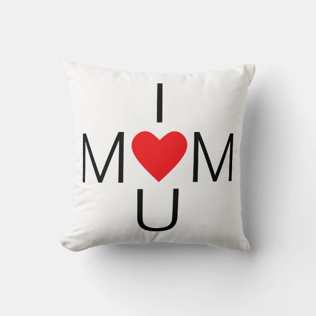 Modern Heart Mom Love Throw Pillow (Front)