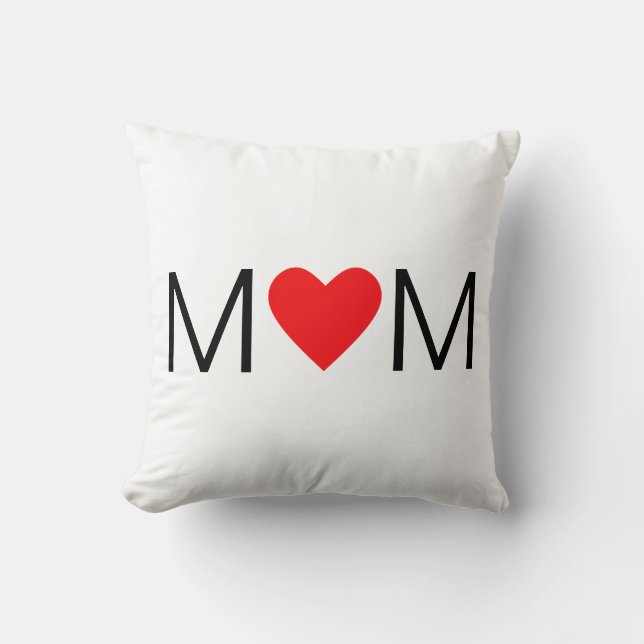Modern Heart Mom Throw Pillow (Front)