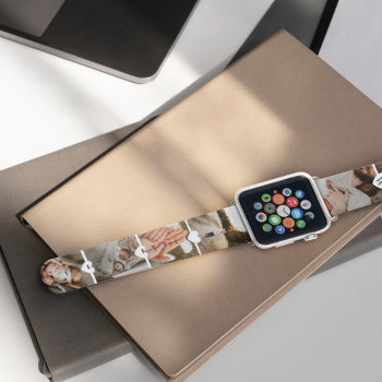 Modern Heart Monogram Family Photo Collage Strip Apple Watch Band by moodthology at Zazzle