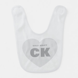 Modern Heart Newborn Gray Custom Monogram baby Bib