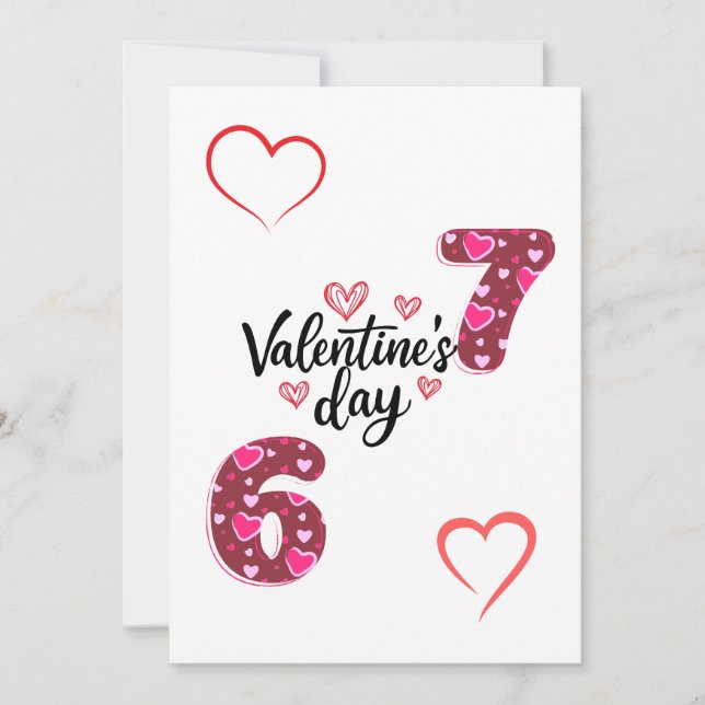 Modern Heart Pattern 6 & 7 Valentine's Day Greetin Holiday Card (Front)