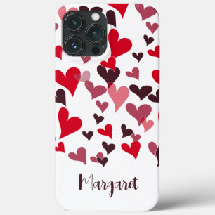 Modern Heart Pattern Monogram Girly Stylish iPhone 13 Pro Max Case