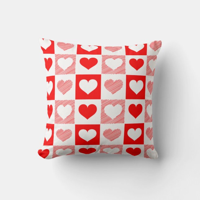 Modern Heart Pattern Throw Pillow - Romantic  (Front)