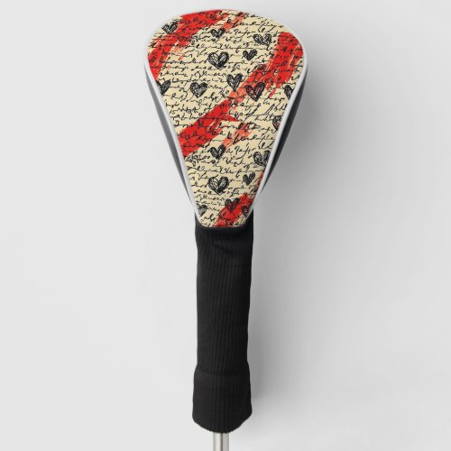 Modern Heart Pattern with Script Background (10) Golf Head Cover