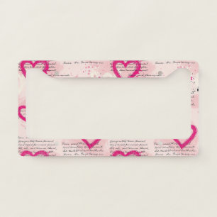 Modern Heart Pattern with Script Background (10) License Plate Frame