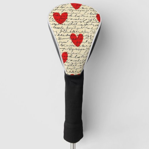 Modern Heart Pattern with Script Background (11) Golf Head Cover