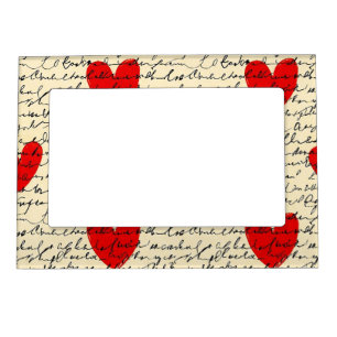 Modern Heart Pattern with Script Background (11) Magnetic Frame