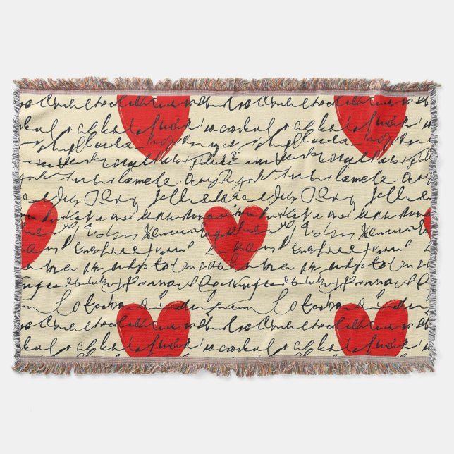 Modern Heart Pattern with Script Background (11) Throw Blanket (Front)