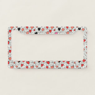 Modern Heart Pattern with Script Background (12) License Plate Frame