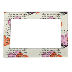 Modern Heart Pattern with Script Background (12) Magnetic Frame