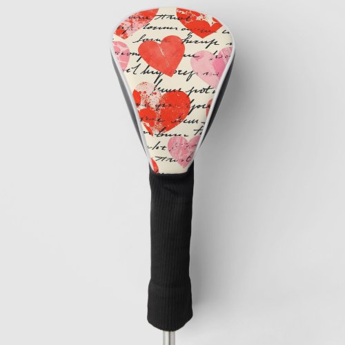 Modern Heart Pattern with Script Background (13) Golf Head Cover