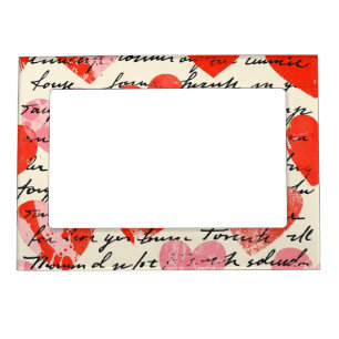Modern Heart Pattern with Script Background (13) Magnetic Frame
