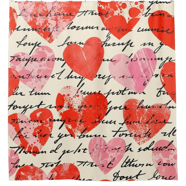 Modern Heart Pattern with Script Background (13) Shower Curtain (Front)