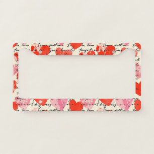 Modern Heart Pattern with Script Background (14) License Plate Frame