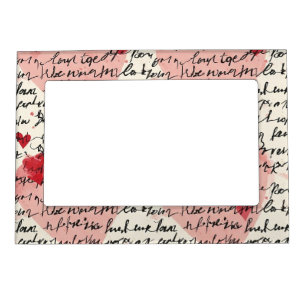 Modern Heart Pattern with Script Background (14) Magnetic Frame