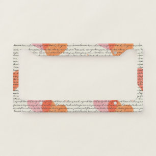 Modern Heart Pattern with Script Background (16) License Plate Frame