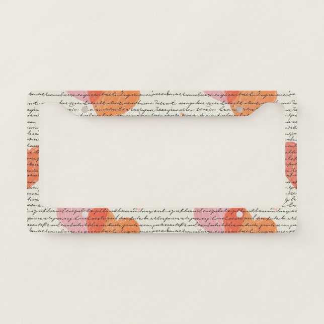 Modern Heart Pattern with Script Background (16) License Plate Frame (Front)