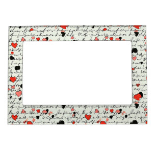 Modern Heart Pattern with Script Background (16) Magnetic Frame