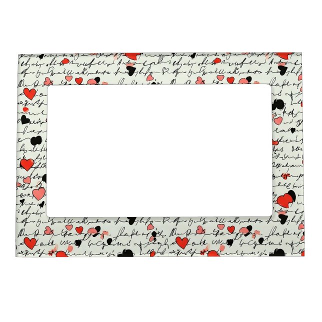 Modern Heart Pattern with Script Background (16) Magnetic Frame (Front)