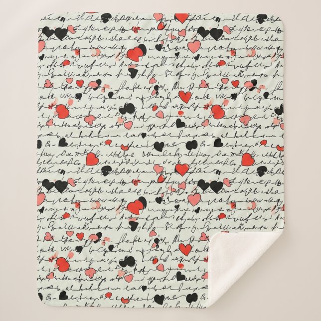 Modern Heart Pattern with Script Background (16) Sherpa Blanket (Front)