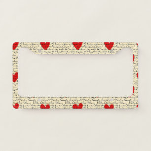 Modern Heart Pattern with Script Background (17) License Plate Frame
