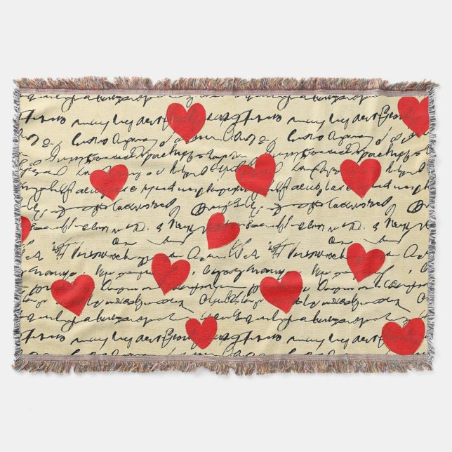 Modern Heart Pattern with Script Background (17) Throw Blanket (Front)
