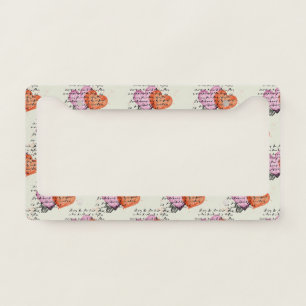 Modern Heart Pattern with Script Background (18) License Plate Frame
