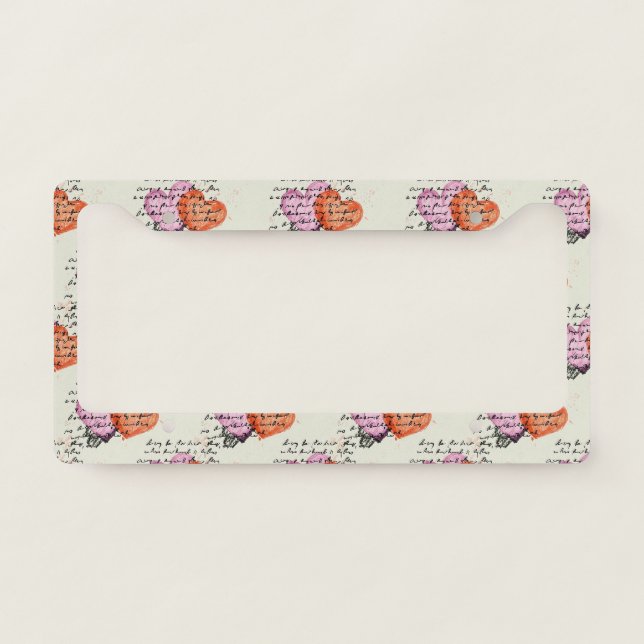 Modern Heart Pattern with Script Background (18) License Plate Frame (Front)