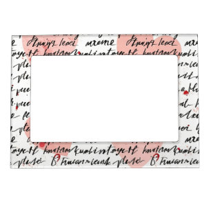 Modern Heart Pattern with Script Background (19) Magnetic Frame